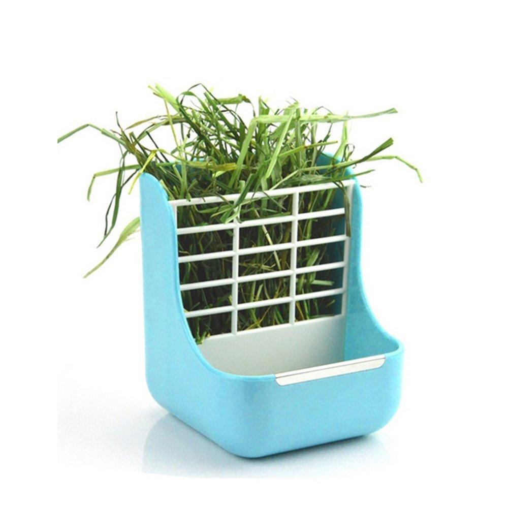 Okared Hay Food Bin Feeder, Small Animal Supplies Rabbit Chinchillas Guinea Pig 2 In 1 Feeder Bowls Double use for Grass and Food Blue - PawsPlanet Australia