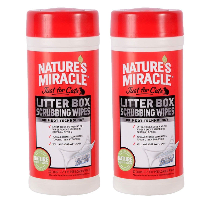 [Australia] - Nature's Miracle Just for Cats Litter Box Scrubbing Wipes, (NM-5574) (Pack of 60 Wipes) 