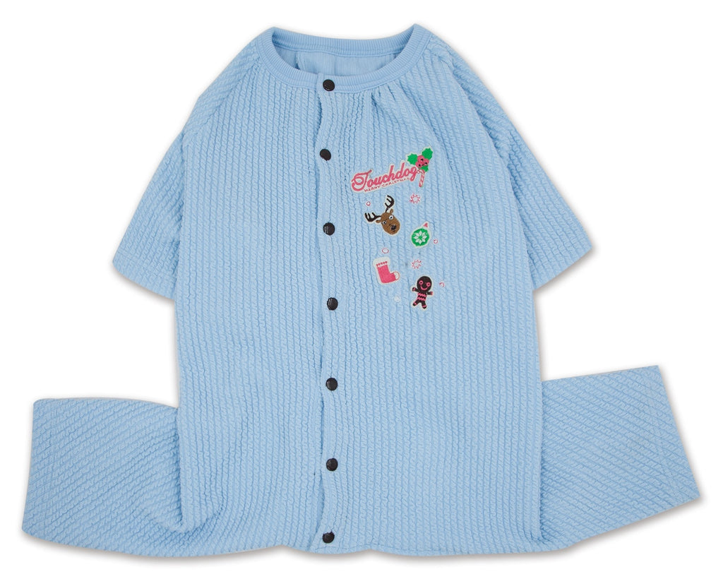Touchdog 'Ciesta-Luxe' Designer Full Body Thermal Pet Dog Jumpsuit Pajamas Blue X-Small - PawsPlanet Australia