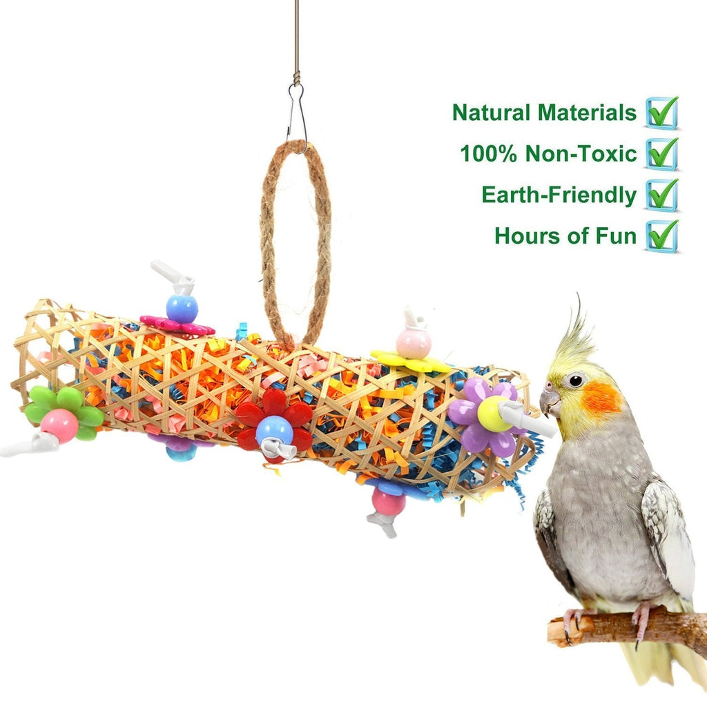 [Australia] - BWOGUE Small Bird Chewing Toy Handmade Conure Parrot Foraging Shredding Climbing Hanging Toy for Small Medium Birds Bird Foraging Toy 