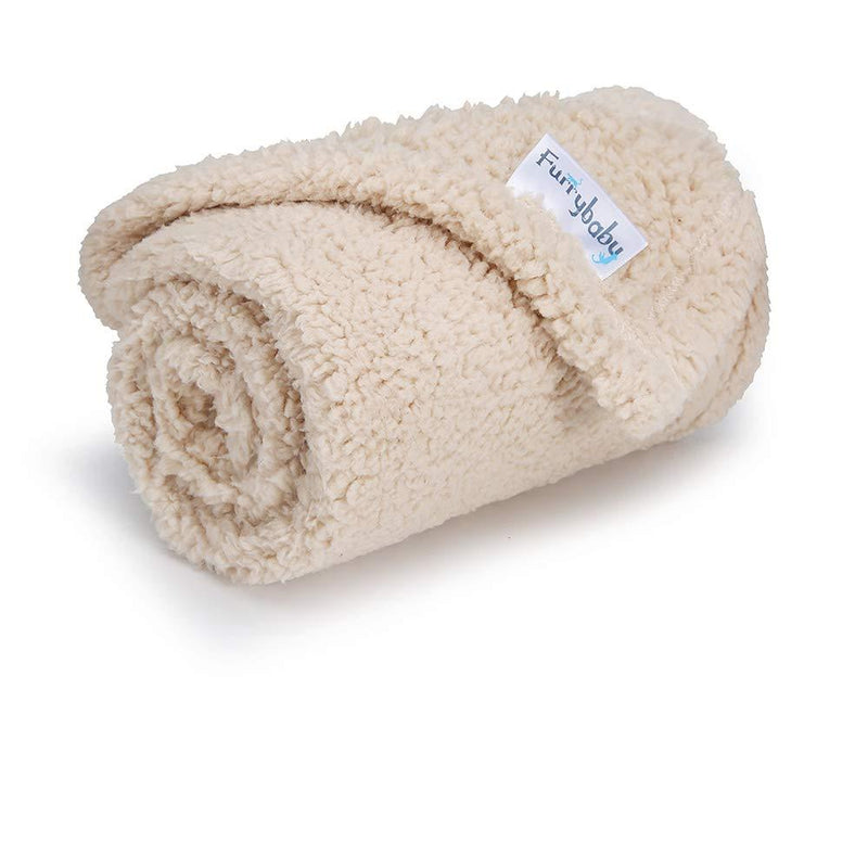furrybaby Premium Fluffy Fleece Dog Blanket, Soft and Warm Pet Throw for Dogs & Cats (Small (2432"), Beige Blanket) Small (24*32") - PawsPlanet Australia