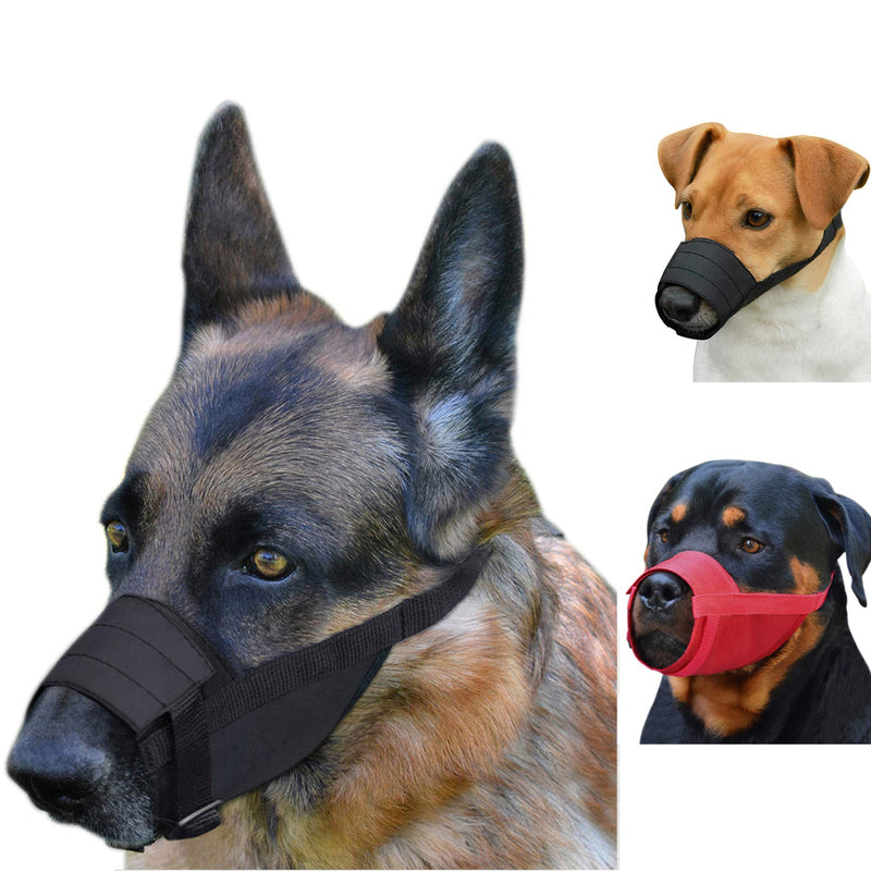 CollarDirect Adjustable Dog Muzzle Small Medium Large Dogs Set 2PCS Soft Breathable Nylon Mask Safety Dog Mouth Cover Anti Biting Barking Pet Muzzles Dogs Black Red M/L 1Black & 1Red - PawsPlanet Australia