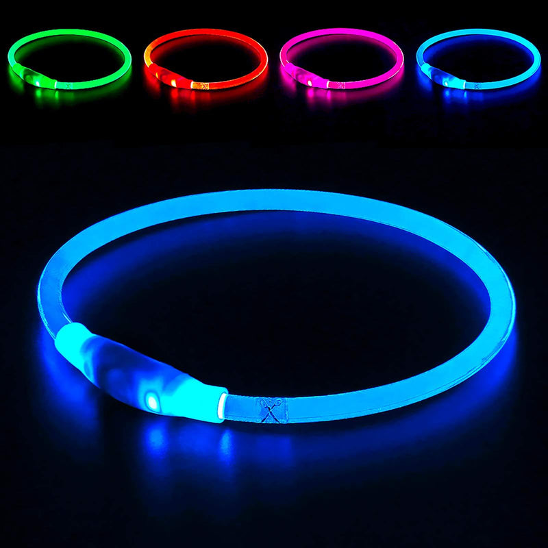 [Australia] - BSEEN LED Dog Collar, USB Rechargeable, Glowing Pet Dog Collar for Night Safety, Fashion Light up Collar for Small Medium Large dogs Blue 