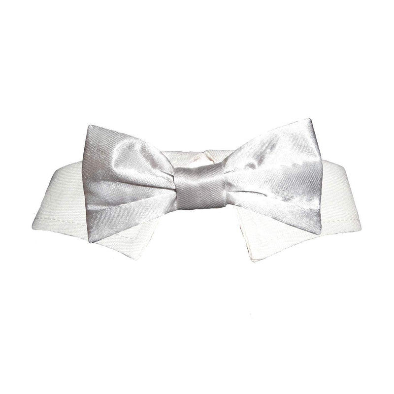 Pooch Outfitters Dog Tie and Bow Tie Collection | Extensive Selection for Any Style, Mood, Occasion, and Holiday | Small, Medium, Large Dogs Silver Satin Bow Tie - PawsPlanet Australia
