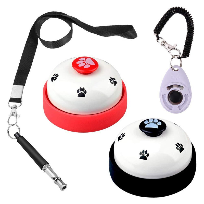 [Australia] - Uspacific 2pcs Pet Training Bells Dog Training Bell with Whistle and Training Clicker for Potty Training, Stopping Barking, Communication Device（ No Need Battery ） 