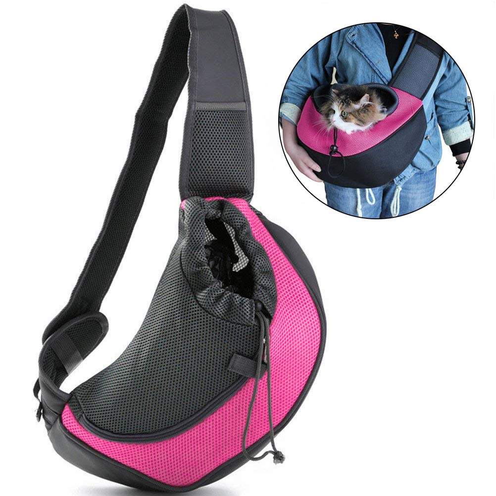 [Australia] - Uspacific Pet Carrier Sling, Pets Travel Shoulder Bags Mesh Travel Single Shoulder Bag for Pets Travel (Red,S Small Red 