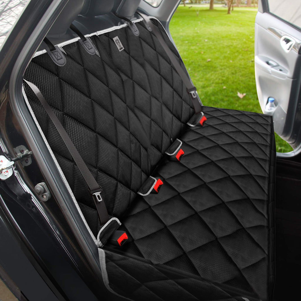 BRONZEMAN 100% Waterproof Bench Car Seat Cover Protector - Strong & Durable,Heavy-Duty and Nonslip Rear Back Seat Cover with Middle Seat Belt,Universal Size Fits for Cars, Trucks & SUVs Black - PawsPlanet Australia