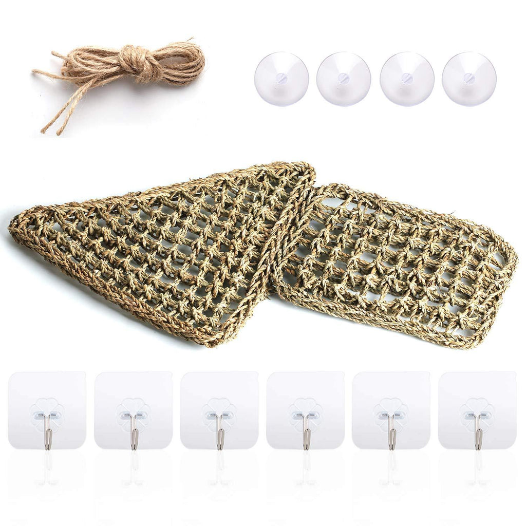Wuhostam Reptile Hammock Lizard Lounger, 100% Natural Seagrass Fibers for Anoles, Bearded Dragons, Geckos, Iguanas, and Hermit Crabs with 6 Hooks Polygon - PawsPlanet Australia