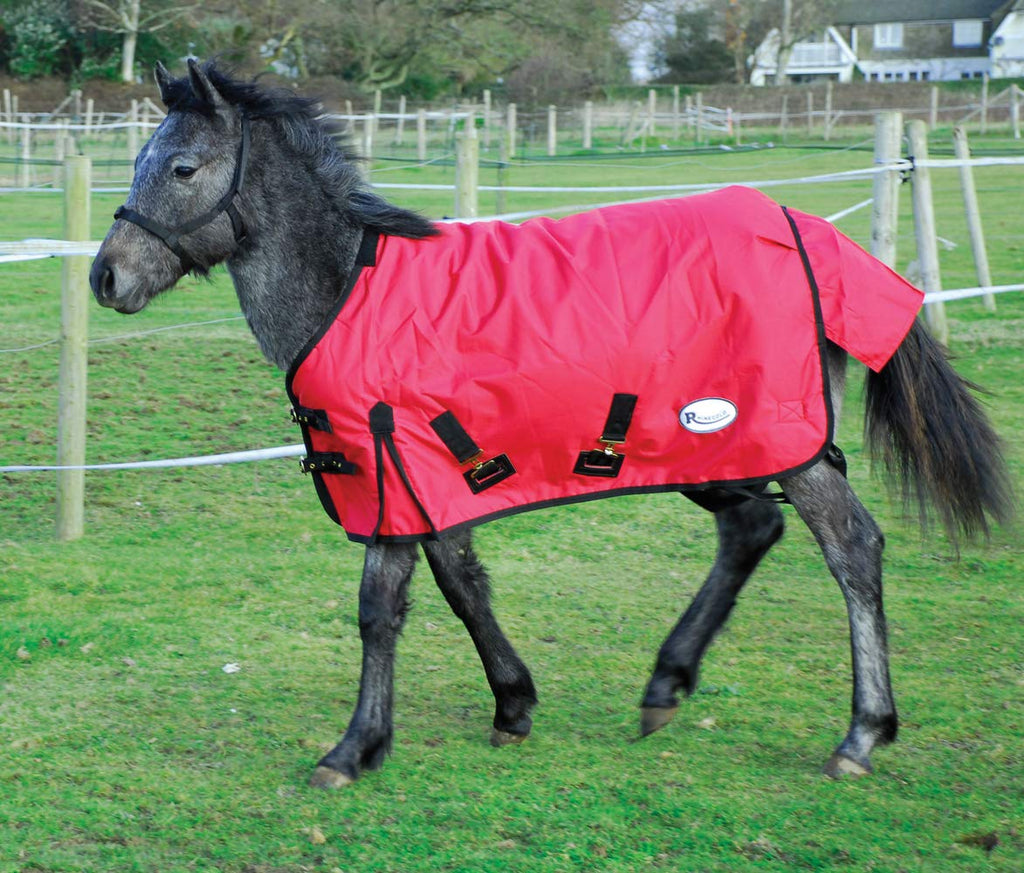 Rhinegold Foal Konig Outdoor Rug.Mediumweight 200gsm fill Red 4'0" - PawsPlanet Australia