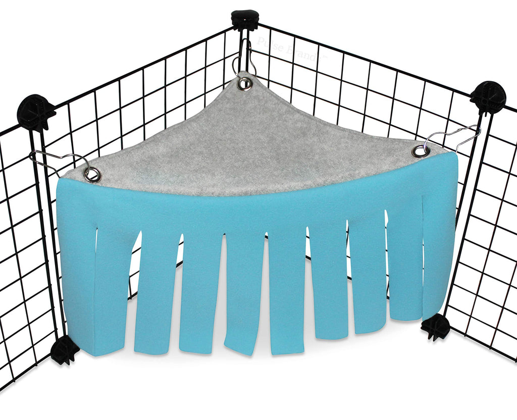Corner Fleece Forest Hideout for Guinea Pigs, Ferrets, Chinchillas, Hedgehogs, Dwarf Rabbits and Other Small Pets - Accessories and Toys Blue/Gray - PawsPlanet Australia