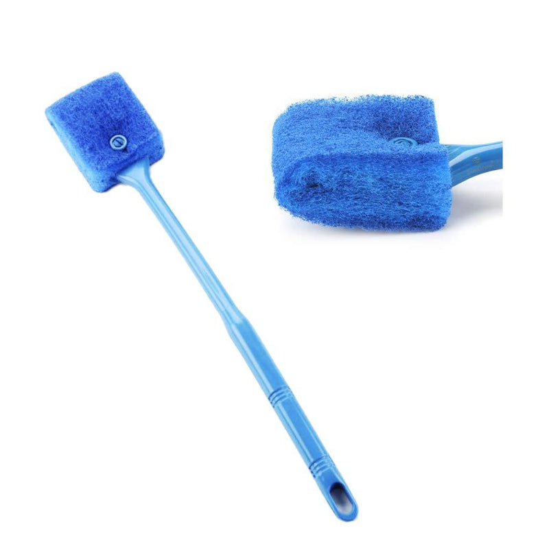 Aquarium Sponge Scraper, 16” Long, Double-Sided Blue Sponge, Freshwater & Saltwater Fish Tank Maintenance, Plastic Handle for Glass Surfaces Only - PawsPlanet Australia