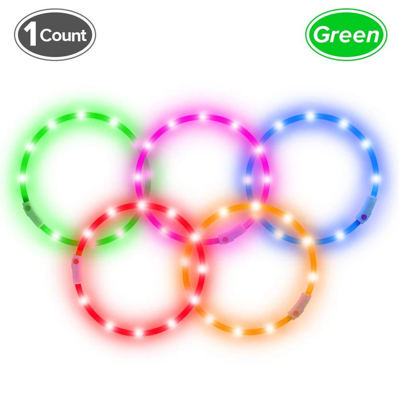 [Australia] - BSEEN LED Dog Collar USB Rechargeable Fluorescent Green 