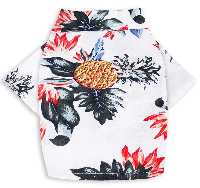[Australia] - MaruPet Doggie Summer Pineapple Print Polo T Shirts Hawaiian Style Sun Protection Lightweight Pet Air Conditioning Clothes Dog Cotton Sunscreen T-Shirtfor Small, Extra Small Dog X-Small (Chest:10.5" Back:7.5") A-white 