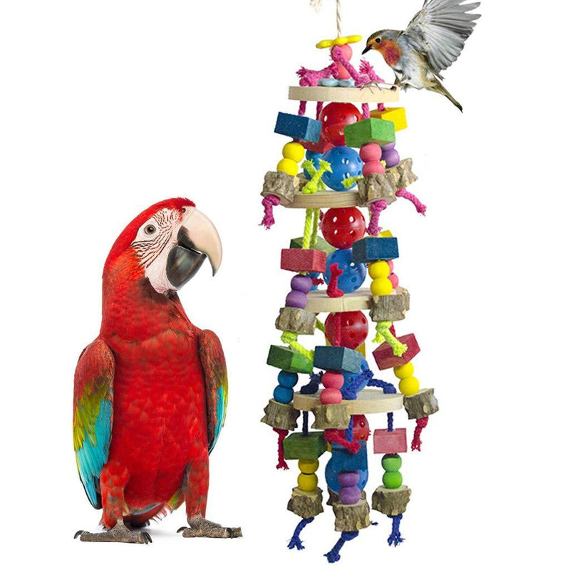 [Australia] - DELOKEY Large Parrot Toys - Natural Wood Large Bird Chewing Toys Suggested for Macaws cokatoos,African Grey and a Variety of Large Amazon Parrots 
