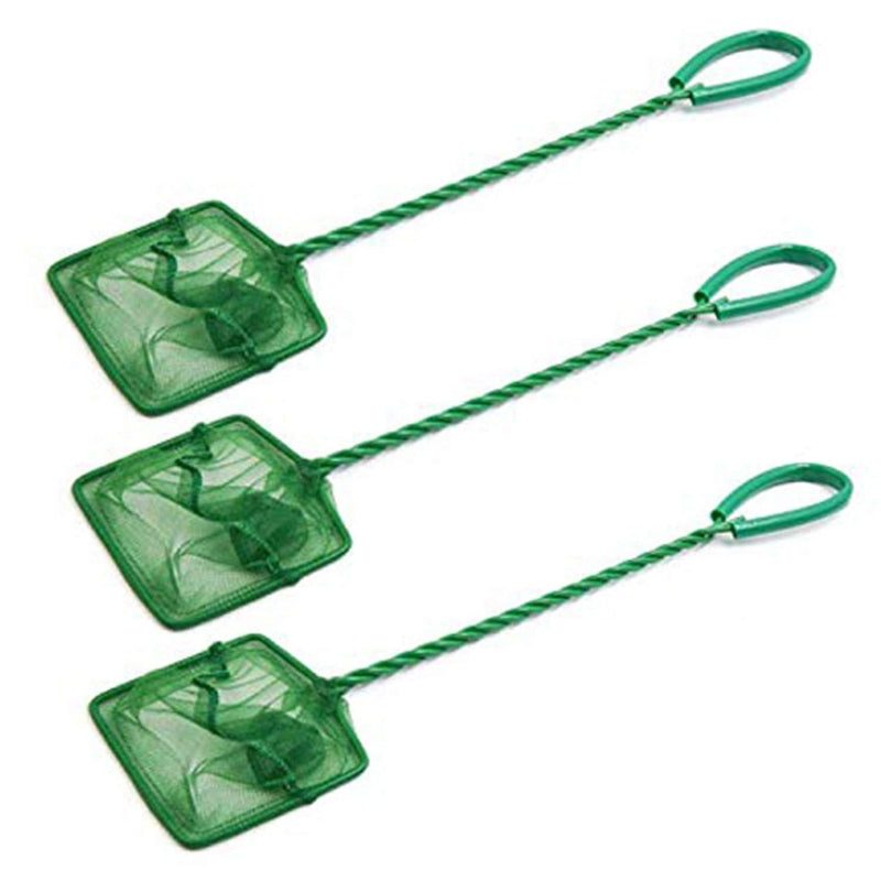 XMHF 3pcs 6" Wide Spiral Handle Metal Frame Fish Tank Nylon Fish Catch Net Aquarium Wire Nylon Mesh Fish Quick Catch Landing Net Green - PawsPlanet Australia