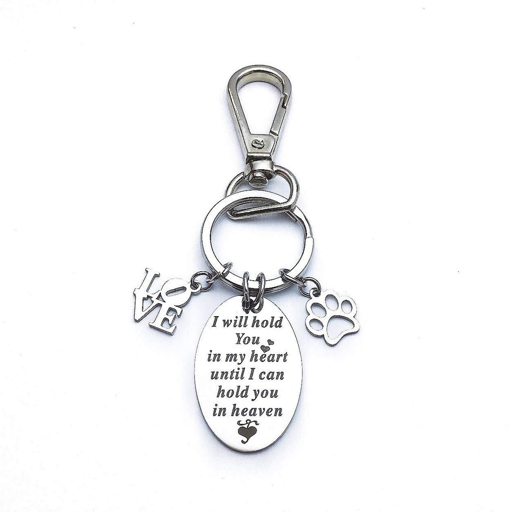 Pet Memorial Keychain- Pet Memorial Gift Engraved for Dogs Cats,Stainless Steel Sympathy Gift for Loss of Loved One silver Love and Paw - PawsPlanet Australia
