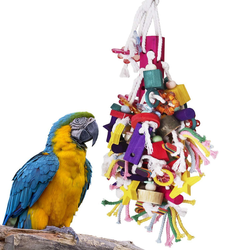 [Australia] - BWOGUE Large Parrot Chew Toy Bird Chewing Toy Multicolored Wooden Blocks Tearing Toys for African Grey Macaws Cockatoos Eclectus Amazon Parrot Birds 