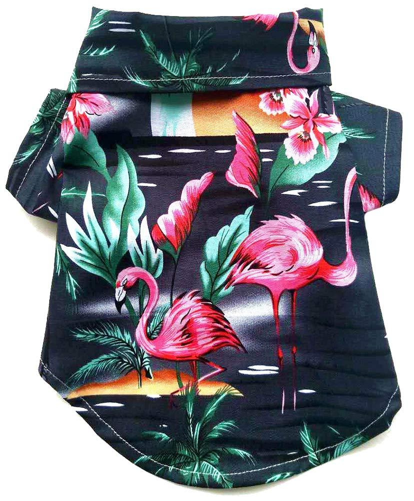 MaruPet Dog Hawaiian Shirt NewStyle Summer Beach Vest Short Sleeve Pet Clothes Dog Top Floral T-Shirt Hawaiian Tops Dog Jackets Outfits for Small Dogs Breeds Cats X-Small(Chest:12.0", Back:9.0") A-black - PawsPlanet Australia