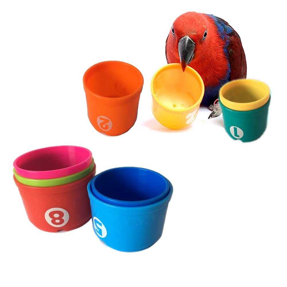 [Australia] - PIVBY Bird Educational Stacking Cup Toys Parrot Treat Chewing Playing Training Toy for for Medium to Large Birds 