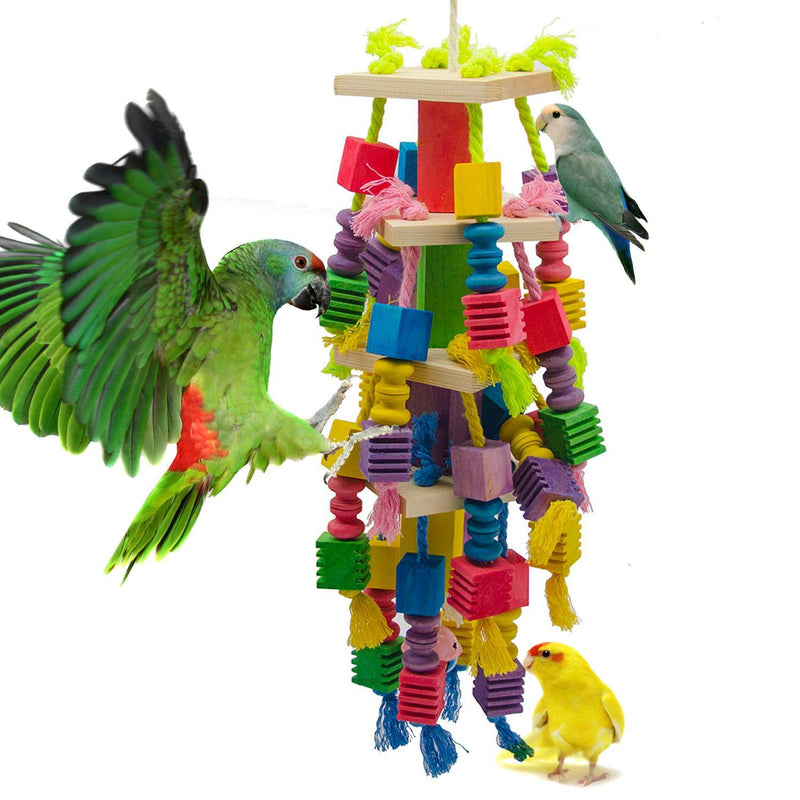 [Australia] - SHANTU Large Parrot Chewing Toy - Bird Parrot Blocks Knots Tearing Toy Bird Cage Bite Toy for African Grey, Macaws Cockatoos, and a Variety of Amazon Parrots style 1 