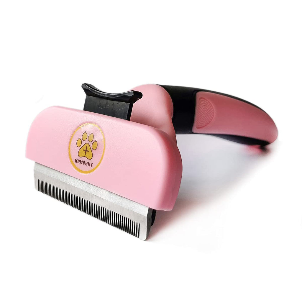Krisphily Pet Dogs Cats Grooming Shedding Tools A Key to Clean Shaving a Comb Remove Cleaning Hair Brush Stainless Steel Safety Blade 2.6/4 inche Small (2.6") Pink - PawsPlanet Australia