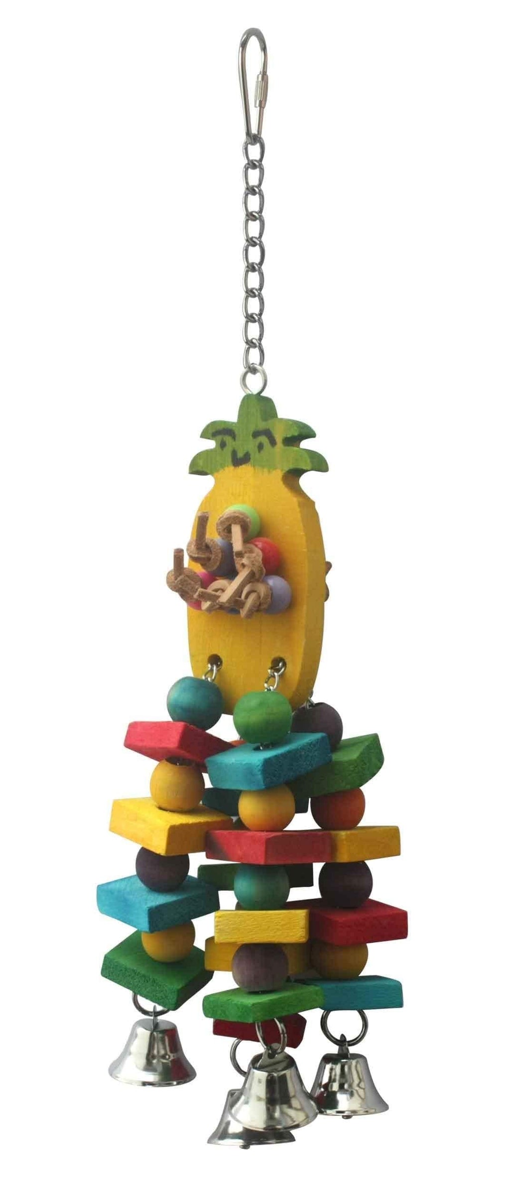 [Australia] - Birds LOVE Medium or Small Wood Pineapple w Leather Strings and Wood Pieces Bird Toy, Conures African Grey Caiques Quakers Mini Cockatoo Parakeets - Choose Your Size 8x6x2 - Small 