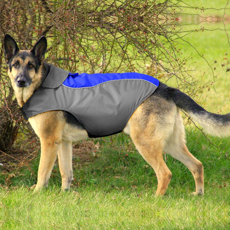 [Australia] - BSEEN Dog Raincoats Adjustable Lightweight Waterpoof Dog Rain Jacket with Reflective Strip Gear & Harness Hole for Small Medium Large Dogs S Blue 