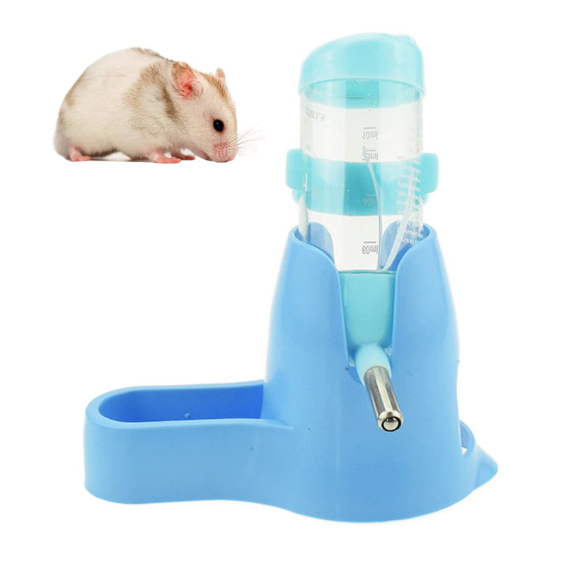 3 in 1 Hamster Hanging Water Bottle Pet Auto Dispenser with Base for Dwarf Hamster Mouse Rat Hedgehog (80ML, Blue) 80ML - PawsPlanet Australia