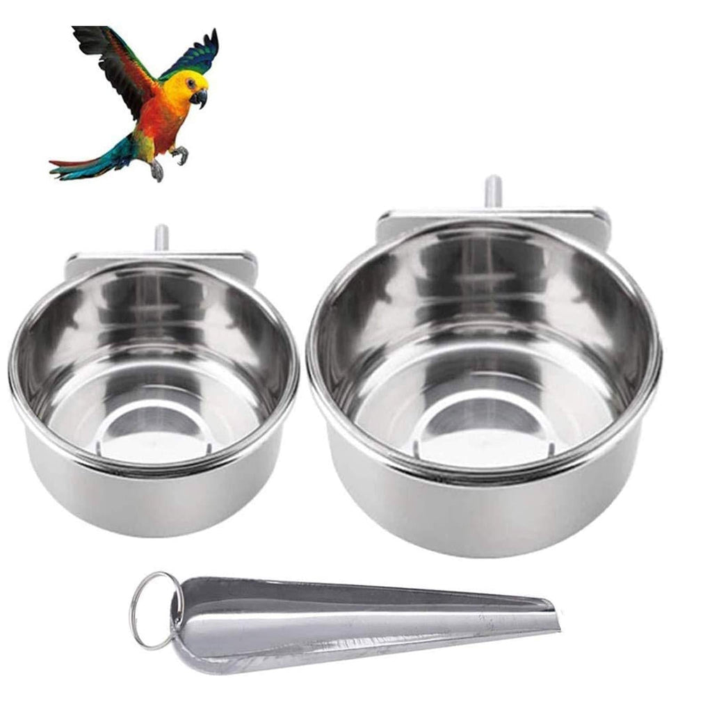 Parrot Feeding Bowls, Bird Cage Cups Holder - Stainless Steel Food and Water Dish, Bird Feeders with Clamp for Parakeet African Greys Conure Cockatiels Lovebird Budgie Chinchilla - PawsPlanet Australia