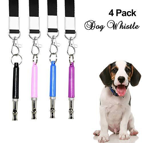 [Australia] - Mrli Pet 4 Pack Dog Whistle in 4 Colors, 2020 Upgrade Dog Whistle to Stop Barking Adjustable Pitch Ultrasonic Training Tool Silent Bark Control for Dogs, with 4 Free Lanyard Strap 