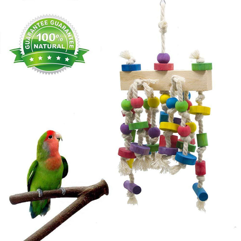 [Australia] - Coppthinktu Bird Toys for Parrots, Wooden Parrot Toys, African Grey Hanging Toy, Bird Chewing Toy, Bird Cage Bite Toys, Bird Block Knots Tearing Toy for Small Medium Large Parrots and Birds edible color 