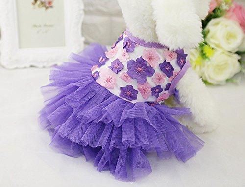 [Australia] - FAIRYPET Sweet Puppy Dog Princess Peach Blossom Skirt Pet Lace Cake Camisole Tutu Dress XS( Back: 7.87" Chest: 11.81" ) Purple 