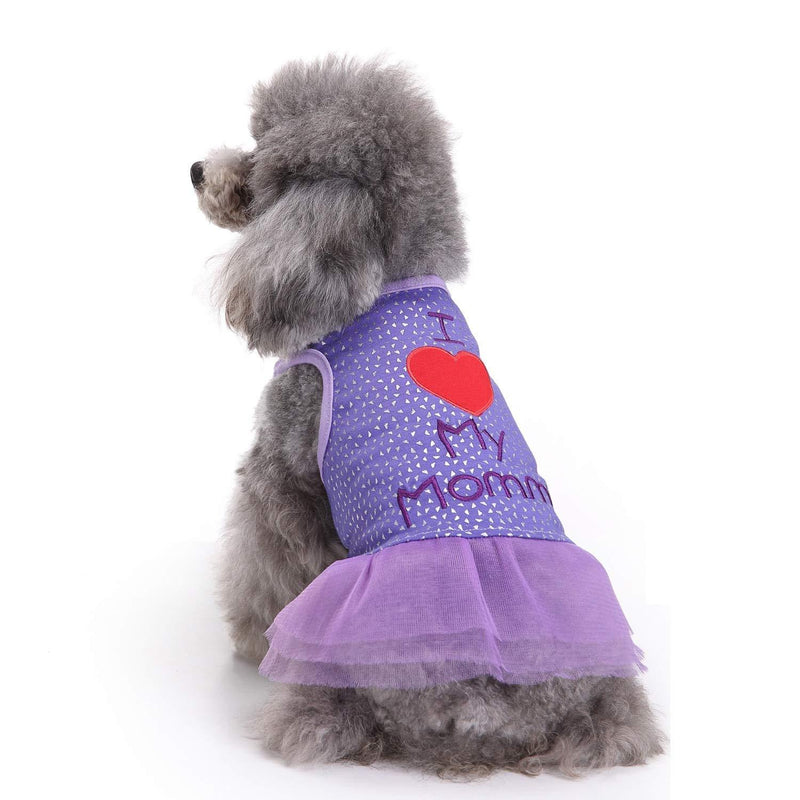 [Australia] - FAIRYPET Sweet Puppy Dog Princess I Love My Mommy Skirt Pet Lace Cake Camisole Tutu Dress #8 XS( Back: 7.48" Chest: 11.81" ) Purple 