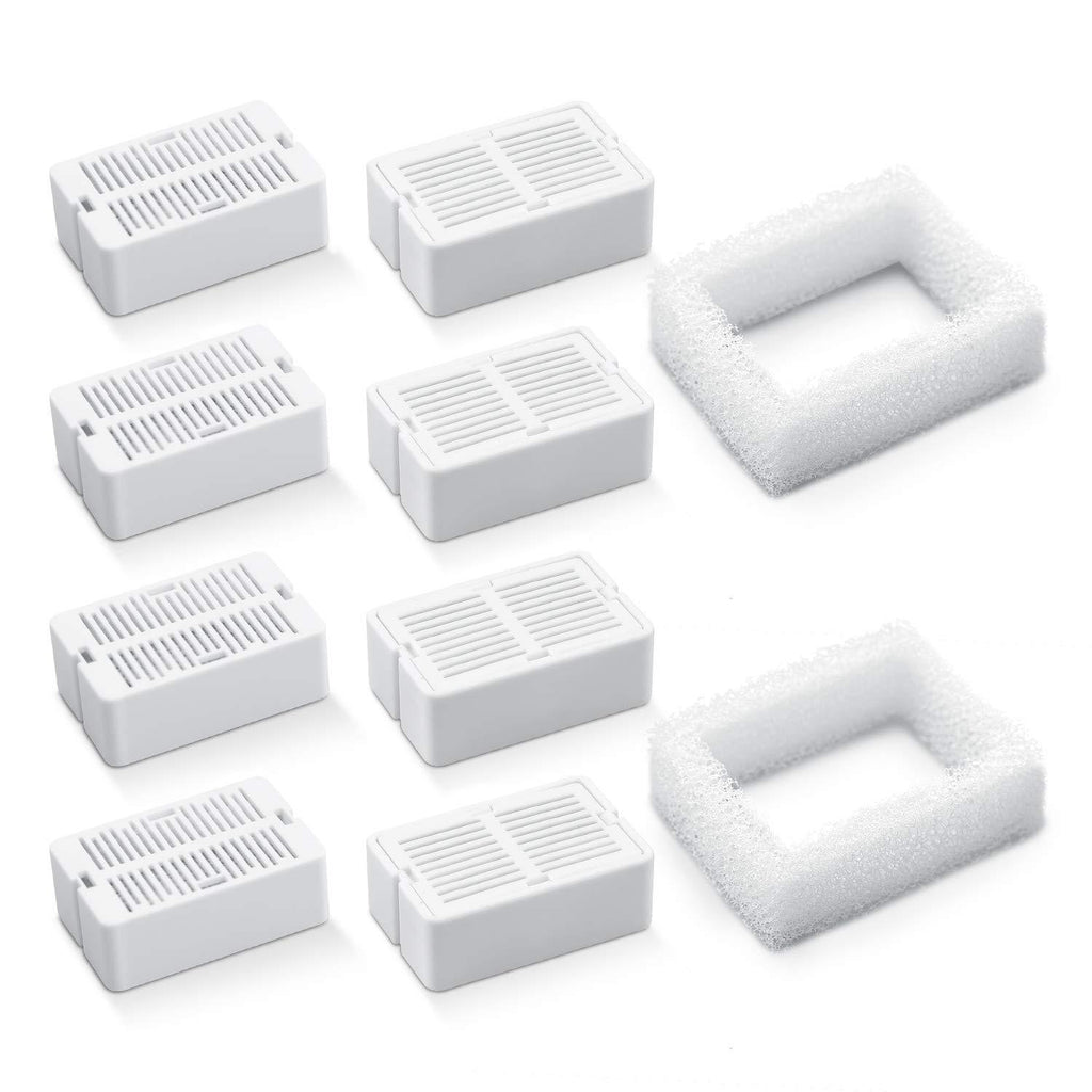 VinDox Pet Fountain Replacement Filters, 8 Cat Fountain Carbon Filters and 2 Foam Pre-Filters for Cupcake Ceramic Pet Fountain Pet Drinking Fountain Porcelain - PawsPlanet Australia