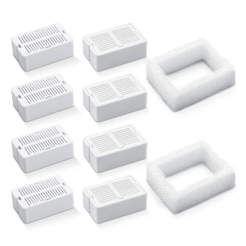 VinDox Pet Fountain Replacement Filters, 8 Cat Fountain Carbon Filters and 2 Foam Pre-Filters for Cupcake Ceramic Pet Fountain Pet Drinking Fountain Porcelain - PawsPlanet Australia