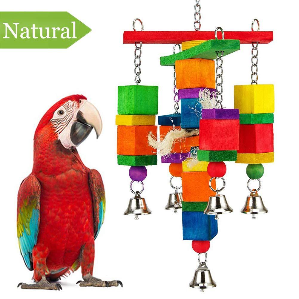 [Australia] - Coppthinktu Parrot Toys for Small Medium Birds Natural Wood Bird Parrot Swing Chewing Toys Bird Toys with Bells for Parakeets Cockatiels Conures Love Birds Finches Budgie bird toy with bells 