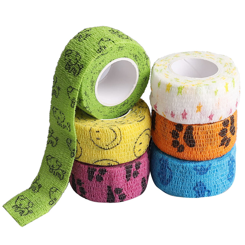nuoshen 6 Rolls Pet Vet Wrap, Self Adhesive Wrap Bandage Pet Elastic Bandage Injury Wrap for Wrist Ankle Sprains Swelling High Elastic and Breathable - PawsPlanet Australia