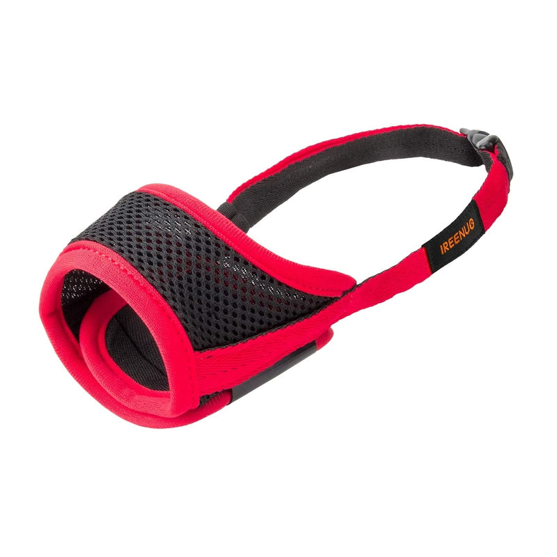 IREENUO Dog Muzzle to Prevent Biting Barking and Chewing with Adjustable Loop Breathable Mesh Soft Fabric XL (Pack of 1) Red - PawsPlanet Australia