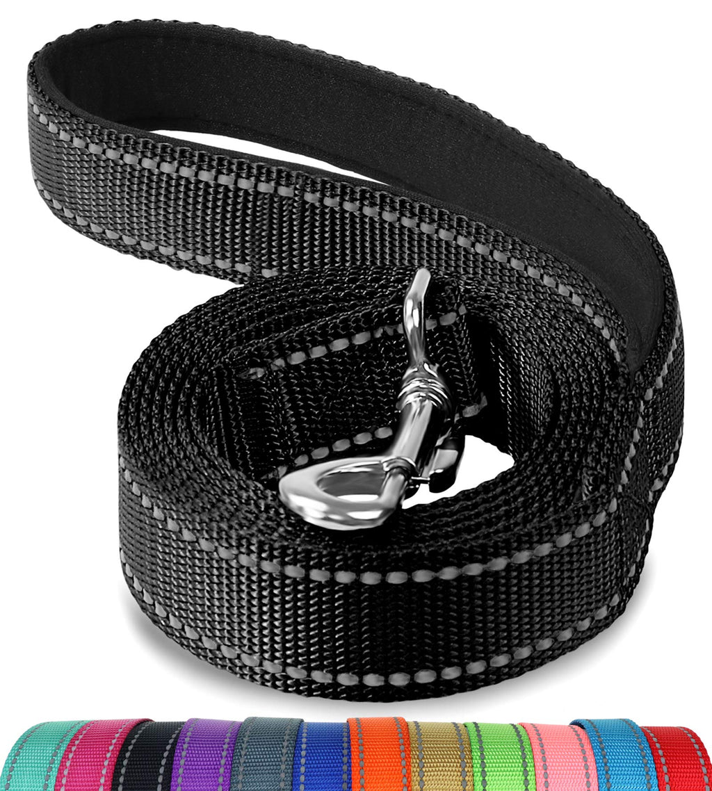 Joytale Padded Handle Dog Lead, Reflective Nylon Dogs Leads for Training,Walking Leash for Small, Medium Dogs, 1.8m × 2cm,Black 1.8m x 2cm Black - PawsPlanet Australia