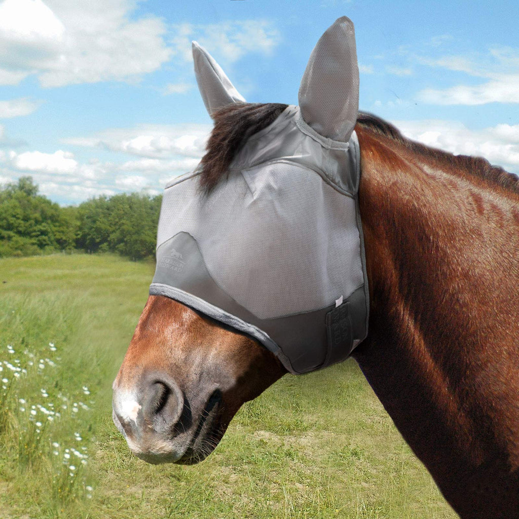 Harrison Howard Maskology Horse Fly Mask Standard with Ears Ultra Durable Mesh Stellar UV Protection for Horse - PawsPlanet Australia