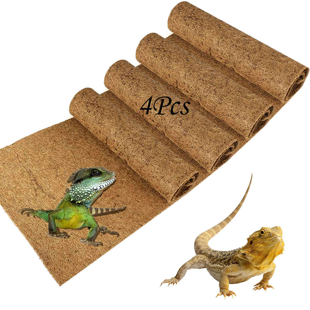 PINVNBY Reptile Carpet Mat Lizard Natural Coconut Fiber Liner Pads Pet Terrarium Supplies for Snake Bedding, Gecko,Tortoises,Chameleons and Rabbit Use (4 Sheets / 19.7"x11.8"x0.4") - PawsPlanet Australia
