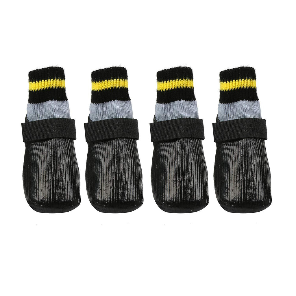 lanboer 2 Pairs Waterproof Dog Socks with Adjustable Straps - Anti-Slip Pet Paw Protectors for Indoor Outdoor Wear - Traction Control Dog Boots for Small Medium Dogs and Cats 1# black - PawsPlanet Australia