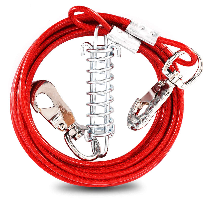 Tie Out Cable for Dogs, 4.5/6/9m Dog Runner with Shock Absorbing Spring for Yard and Camping,Reflective Puppy Runner Cable,Rust Proof Dog Yard Run Leash for Medium to Large Dogs up to 125lbs Red 6m/125lbs - PawsPlanet Australia