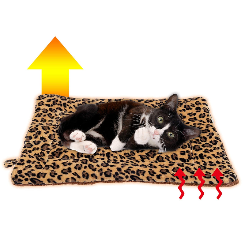 FLYSTAR Cat Bed Mat - Self Self Heating Warming Leopard Cute Cat Pad, Soft Flannel & Cotton, Support Machine Wash and Hand Wash, Comfortable Suitable for Small, Medium, Large Cats/Puppies 15.7"*19.7" - PawsPlanet Australia
