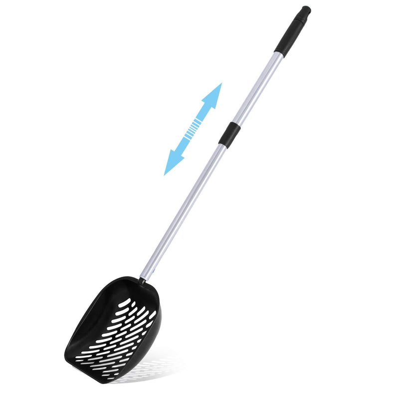 Snagle Paw Adjustable Cat Litter Scooper,Litter Scoop Metal,Non Stick Kitty Litter Scoop with Deep Shovel and Long Handle,No Bending Rust Resistant Cat Scoop Shovel for Sifting Kitty Cats Litter Black - PawsPlanet Australia