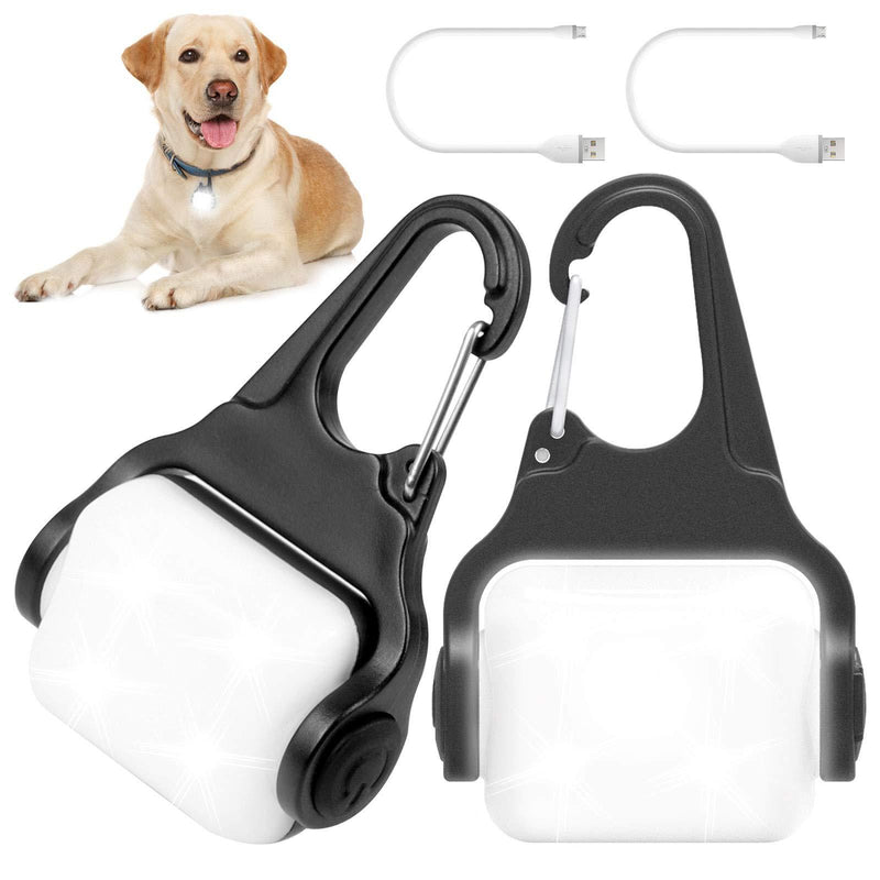 Dog Lights for Night Walking, Clip on USB Rechargeable Dog Collar Light, 3 Light Modes Dog Light, IP65 Waterproof Dog Night Light, LED Safety Light for Running, Camping, Climbing, Bike, 2 Pack White - PawsPlanet Australia