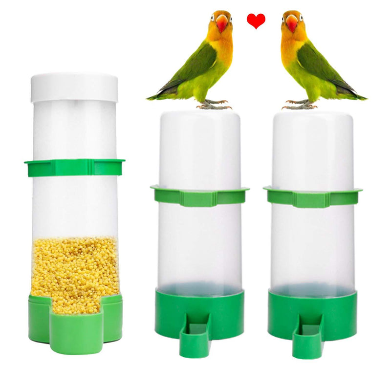 XISTEST Bird Feeder, Bird Water Dispenser for Cage, 2PCS Automatic Bird Water Feeder with 1PCS Food Feeder for Cage Pet Parrot Budgie Lovebirds Cockatiel 2pcs 140ml + 1pcs 150ml - PawsPlanet Australia