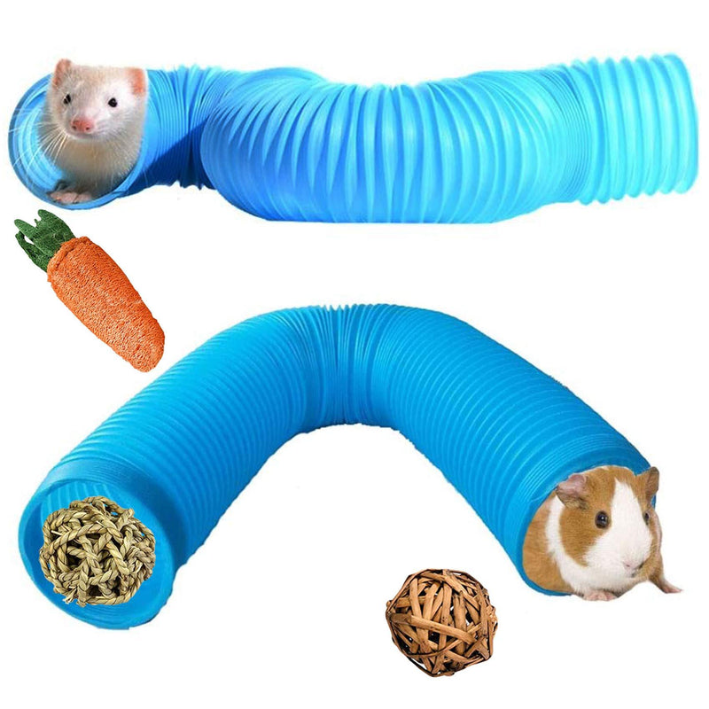 Collapsible Pet Tunnel, 2 PCS Hamster Fun Plastic Tunnels, Foldable Hideaway Exercising Training Tube Toys for Chinchilla, Guinea Pig, Gerbil, Mouse, Rat and Ferrets - PawsPlanet Australia
