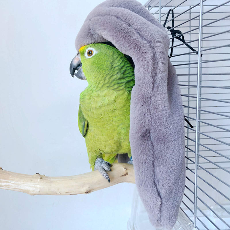 Corner Fleece Bird Blanket,Cuddle Nest Hanging Toy,Bird Comfort Corner Assorted Colors, Parrot Cage Snuggle Hut Warm Bird Nest House Bed Hanging Hammock Toy, for Parakeet Cockatiel Lovebirds Grey L Large Gray - PawsPlanet Australia