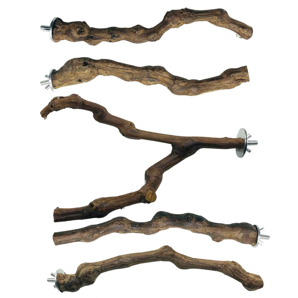 Seasonsky 5 PCS Bird Perch Natural Grape Stick Bird Standing Stick Swing Chewing Bird Toys Natural Grapevine Bird Cage Perch for Parrot Cages Toy for Cockatiels, Parakeets, Finches - PawsPlanet Australia